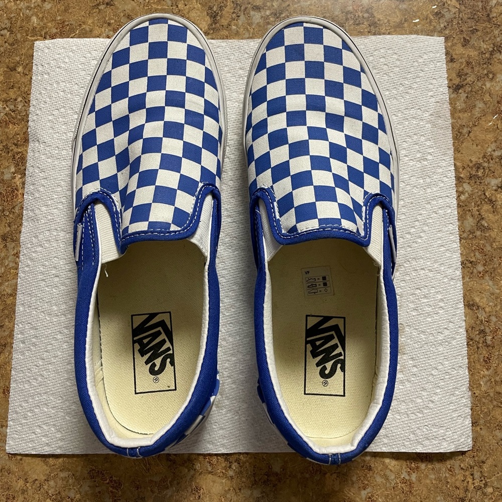 Blue checkered vans